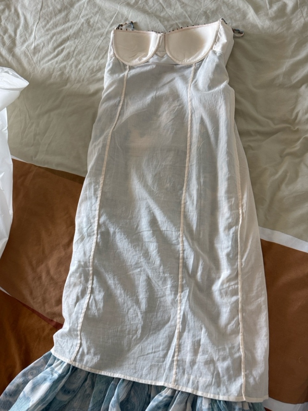 Zimmermann Illuminate Gown Cream and Teal Paisley Spaghetti-Strap Midi Dress - Picture 14 of 16